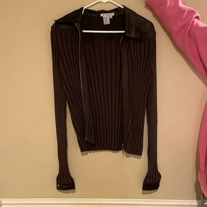 CAbi Brown Ribbed Top